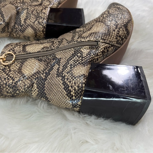 ASOS Women's Snakeskin Ankle Boot Booties Boho Block Heel Side Zip Up Size 5 - Picture 6 of 15